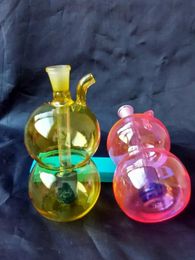 Acrylic two-color gourd hookah glass bongs accessories   , Glass Smoking Pipes Colourful mini multi-colors Hand Pipes Best Spoon glas