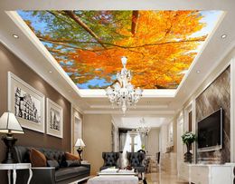 Custom any size beautiful autumn landscape tree zenith fresco mural 3d wallpaper 3d wall papers for tv backdrop