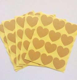 KRAFT HEART Shapes gift craft baking color sticker labels 600pcs/lot