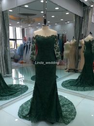 Real Photos New Arrival A Line Long Lace Evening Dress Modest Jewel Neck With Sleeves Formal Party Gown Custom Made Plus Size