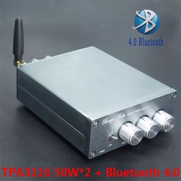 Freeshipping Newest BL10A TPA3116 Bluetooth 4.0 Hifi Audio Digital Power Amplifier 50W+50W 24V Finished Amplificador Home AMP Sliver