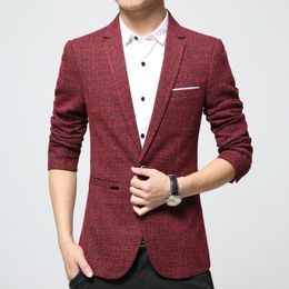 All'ingrosso- uomini blazer slim fit nuovo arrivo 2016 Casual Grey Vestito Giacca Giacca Ceate Jaqueta Masculine Unico Blazer Red Blazer Big Big Size Plus 6XL