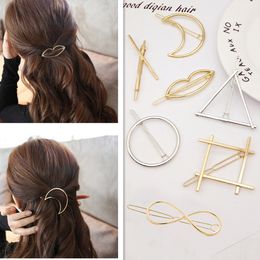 2017 New Korean Style Hair Accessory Moon Lip Mouth Circle Triagle Star Hair Clips Hairpins for Women Girls