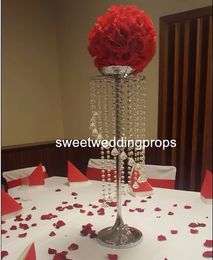 luxury tall hanging acrylic crystal ball crystal wedding flower stand Centrepieces on sale