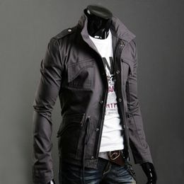 Wholesale- 2017 Men Spring Wear Clothing Jacket Fashion Small Lapel Slim Outerwear with zipper Jacket Cost