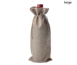 16 * 36cm Jute Wine Bags Champagne Wine Bottle Covers Gift Pouch burlap Packaging bag Wedding Party Decoration