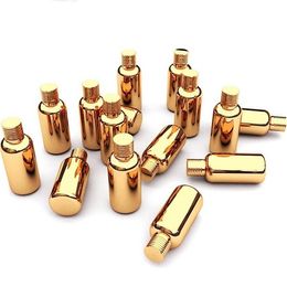 Free shipping 30ml 30cc 1OZ High Grade gold plated Capsule glass bottle empty diy pill vials screw lid essentical oil bottle on Sale