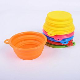 500pcs/lot Fast Shipping New Style Pet Dog portable bowl Silicone Collapsible Travel Bowl Dish For samll pet