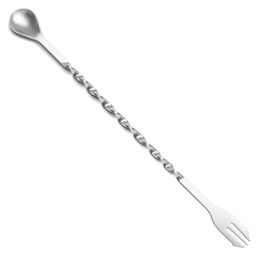 Stainless Steel Mixing Spoon Mojito Cocktail Muddler Spiral Bar Coffee Bartender Shaker Fruit Forks Honey Dipper Spoon Swizzle Stick Whisk