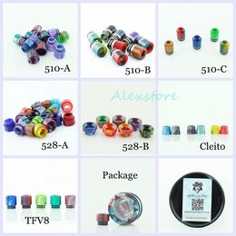 7 Styles Demon Killer Epoxy Resin Drip Tip Colorful Wide Bore Mouthpiece for TFV8 TF12 Cleito Goon 528 510 Tank Atomizers Wire DHL