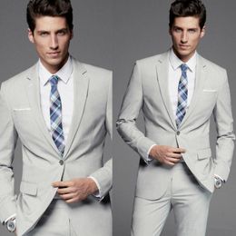 Free Shipping Custom Made Fashion Sliver Groom Tuxedos Best Man Suit Wedding Gentleman Two Pieces (Jacket+Pants) No Shopping
