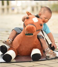 Dorimytrader 130cm Cute Large Simulated Animal Horse Toy 51'' Big Soft Stuffed Lying Horses Toys Kids Play Doll Baby Present DY61523