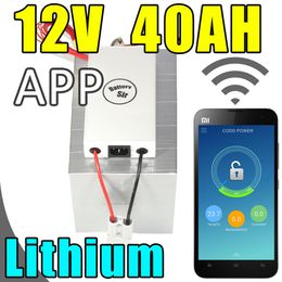 12v 40ah lithium battery app remote control Bluetooth electric bicycle Solar energy battery pack scooter ebike 500w