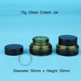 10pcs/Lot Promotion High Quality 15g Glass Cream Jar Empty Small Facial Cream Jar Black Cap Refillable Pot Women Cosmetic Box