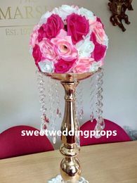 Factory Sell Wedding Aisle Decorations Crystal Pillars gold centerpieces stand