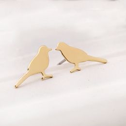 Everfast 10Pair/Lot New Glossy Surface Cute Little Bird Sparrow Earring Silver Gold Rose Gold Color Copper Material For Kids Fashion Jewelry EFE063