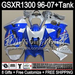 gloss blue 8gift For SUZUKI Hayabusa GSXR1300 96 97 98 99 00 01 13MY184 GSXR 1300 GSX-R1300 GSX R1300 02 03 04 05 06 07 Fairing silver blue