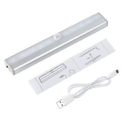 -LED Motion Sensor Night Light 10PCS Led 200LM corpo indução lâmpada de emergência com USB recarregável para Closet, Armário, Pantry, Counter