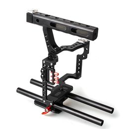 Freeshipping DSLR Rod Rig Camera Video Cage Kit & Handle Grip CS-V5 for Sony A7 A7r A7s II A6300 A6000 For Panasonic GH4