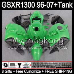8gift For SUZUKI Hayabusa GSXR1300 96 97 98 99 00 01 13MY54 gloss green GSXR 1300 GSX-R1300 GSX R1300 02 03 04 05 06 07 black green Fairing