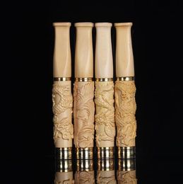 All solid wood Philtre cigarette holder Tie - type carved new boxwood wood mouth wood crafts carved cigarette holder pipe