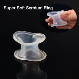 Super Elasticity Soft Male Scrotal Bound Rings Silicone Scrotum Stretcher Chastity Penis Ring Adults Sex Toys For Men Cock Cages q0506