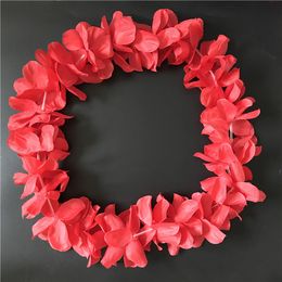Red Hawaiian Hula Leis Festive Party Garland Necklace Flowers Wreaths Artificial Silk Wisteria Flowers Garden Party Suppliers100pcs lot