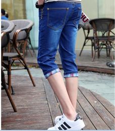 Wholesale-new Arrival Slim Denim Shorts Mens Capris Jeans Summer Middle Length Pants Men Calf Skinny