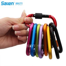 10Pcs/lot 8cm D Type Outdoor Camping Hiking Carabiner with Screw Lock Hook Survival Mountain Travel EDC Key Tool