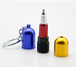 Capsule Telescopic Shape Aluminum Smoking Pipe with Keychain Tobacco Metal Dry Herb Hand Filter Spoon Pipes Tools 6 colors Oil Rigs