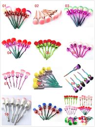 DHL New Rose Flower Makeup Brush Set Foundation Brush Eyeshadow Brush kit 6pcs/set 11 styles in stock