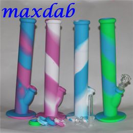 free silicone bongs 14 inch five Colours new arrived 14 4 mm joint glass bongs glass pipe silicone water pipes