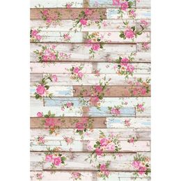 Digital Painted Wooden Boards Backgrounds for Photographers Pink Flowers Baby Newborn Photography Backdrop Floral Photo Shoot Wallpaper