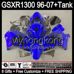 8gift For SUZUKI Hayabusa GSXR1300 96 97 98 99 00 01 13MY39 gloss blue GSXR 1300 GSX-R1300 GSX R1300 02 03 04 05 06 07 Fairing blue black