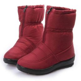 Stivali da neve spessi invernali da donna scarpe da ragazza in cotone impermeabili con cerniera scarpe calde alla caviglia classiche scarpe da lavoro all'aperto taglia 35-42