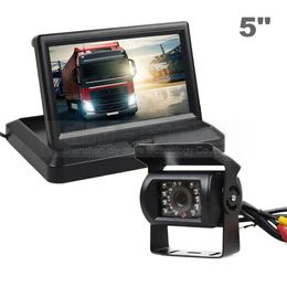 5inch Foldable Car Monitor Waterproof IR Night Vision CCD Rear View Car Camera for Truck Caravan Bus Van