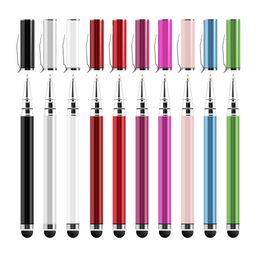 Wholesale-300Pcs/Lot 2 In1 Capacitive Touch Stylus Pens For Table PC For IPhone And Samsung Mobile Phone + Ball Point Pen