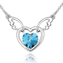 Wholesale Women's Gift Crystal Heart Pendant Necklace Made With Crystals From Swarovski High Quality Free Shipping