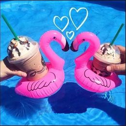 PVC Inflatable Drink Cup Holder Donut Flamingo Watermelon Pineapple Lemon Shaped Floating Mat Floating Pool Beach Toys DHL/Fedex Shipping