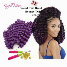 hot sell 8inch wand curl bouncy twist crochet hair extensions Janet Collection synthetic braiding hair ombre crochet braiding hair kanekalon