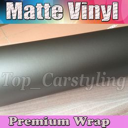 Matte Metallic Grey Vinyl Car Wrap Film With Air release Gray Matt Vinyl For Vehicle Wrapping Covering foil 1.52x30m/Roll (5ftx98ft)