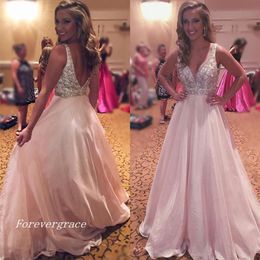 Sexy Pink Long Prom Dress Crystal Open Back Formal Evening Party Gown Custom Made Plus Size