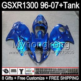 gloss blue 8gift For SUZUKI Hayabusa GSXR1300 96 97 98 99 00 01 13MY165 GSXR 1300 GSX-R1300 GSX R1300 02 03 04 05 06 07 glossy blue Fairing