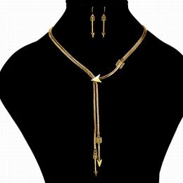 Einzigartiges design pfeil schmuckset boho antik silber / gold farbe kette halskette ohrringe set für frauen schmuck