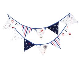 Nautical Bunting Decoration Banner 100% Cotton With 12 Double-Sided Flags/ Great for Outdoor & Indoor/ Ideal for Baby Shower/Christening/Wed