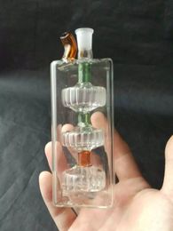 Three tires rectangular hoses glass bongs accessories Glass Smoking Pipes colorful mini multi-colors Hand Pipes Best Spoon glas