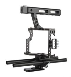 Freeshipping 15mm Rod Rig DSLR Camera Video Cage Kit Stabilizer+Top Handle Grip for Sony A7 II A7R A7S A6300 A6500 Panasonic GH4 GH3