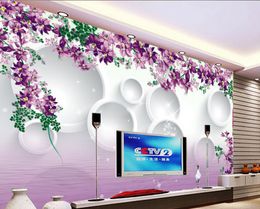 Photo any size 3D Circle Hand Painted Flower Background Wall Paintings wallpaper for walls 3 d for living room