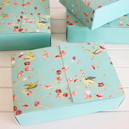 -Бесплатная доставка большой синий цветок птицы украшения хлебобулочный пакет десерт конфеты cookie торт упаковка коробка подарочные коробки подарка