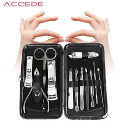 Wholesale- 12pcs Nail Care Tool Sets+Cuticle Knife + Eyebrow Tweezer+ Nail Clipper Kit Stainless Manicure Set Pedicure Scissor